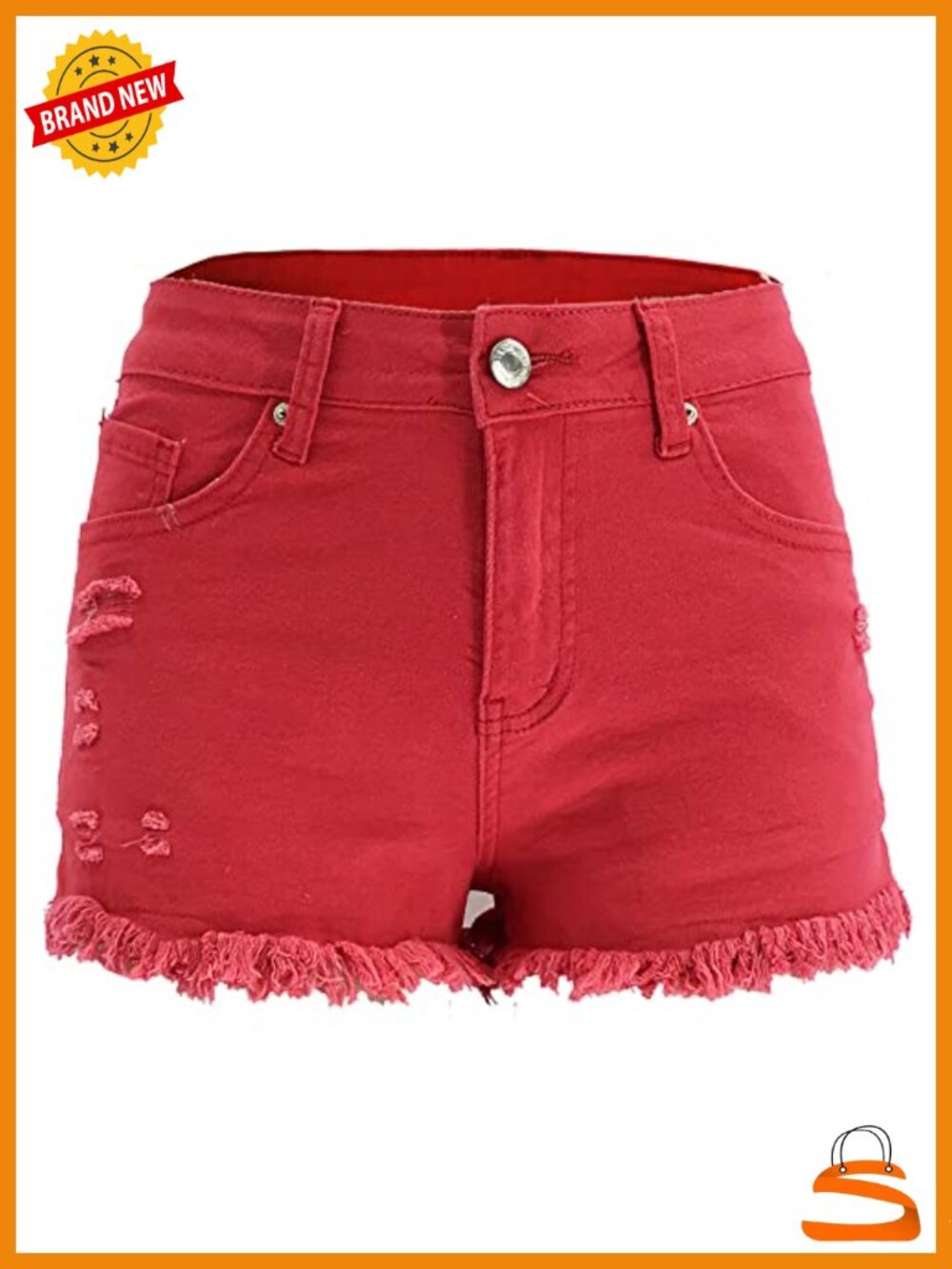 Womens High Waist Stretch Jean Shorts Fringe Hem Destroyed Denim Hot Shorts